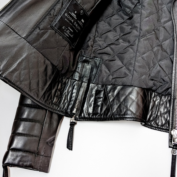 BODA SKINS Leather Jacket Napa Sheep Skin  Kay Michaels 2.0 Black Biker Quilted - Picture 13 of 16